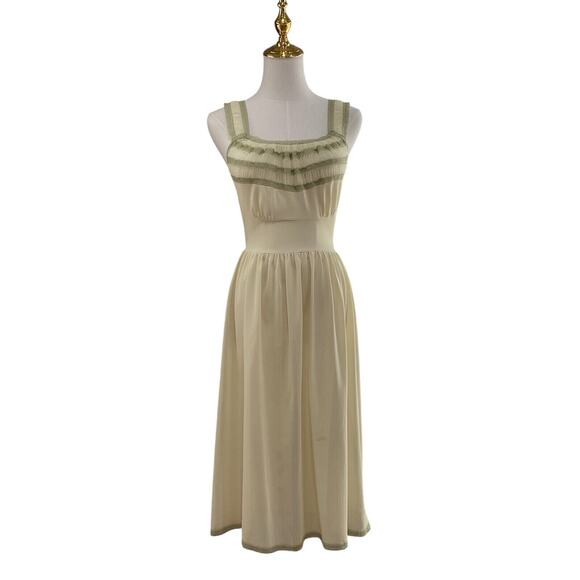 Vintage 50s Pinehurst Lingerie Green Nylon Lacy Chiffon Pinup Nightgown Size 32 - Picture 2 of 10